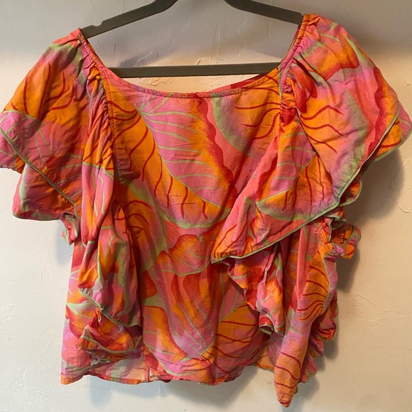 FARM Rio Vibrant Ruffle Crop Top - Picture 2 of 6